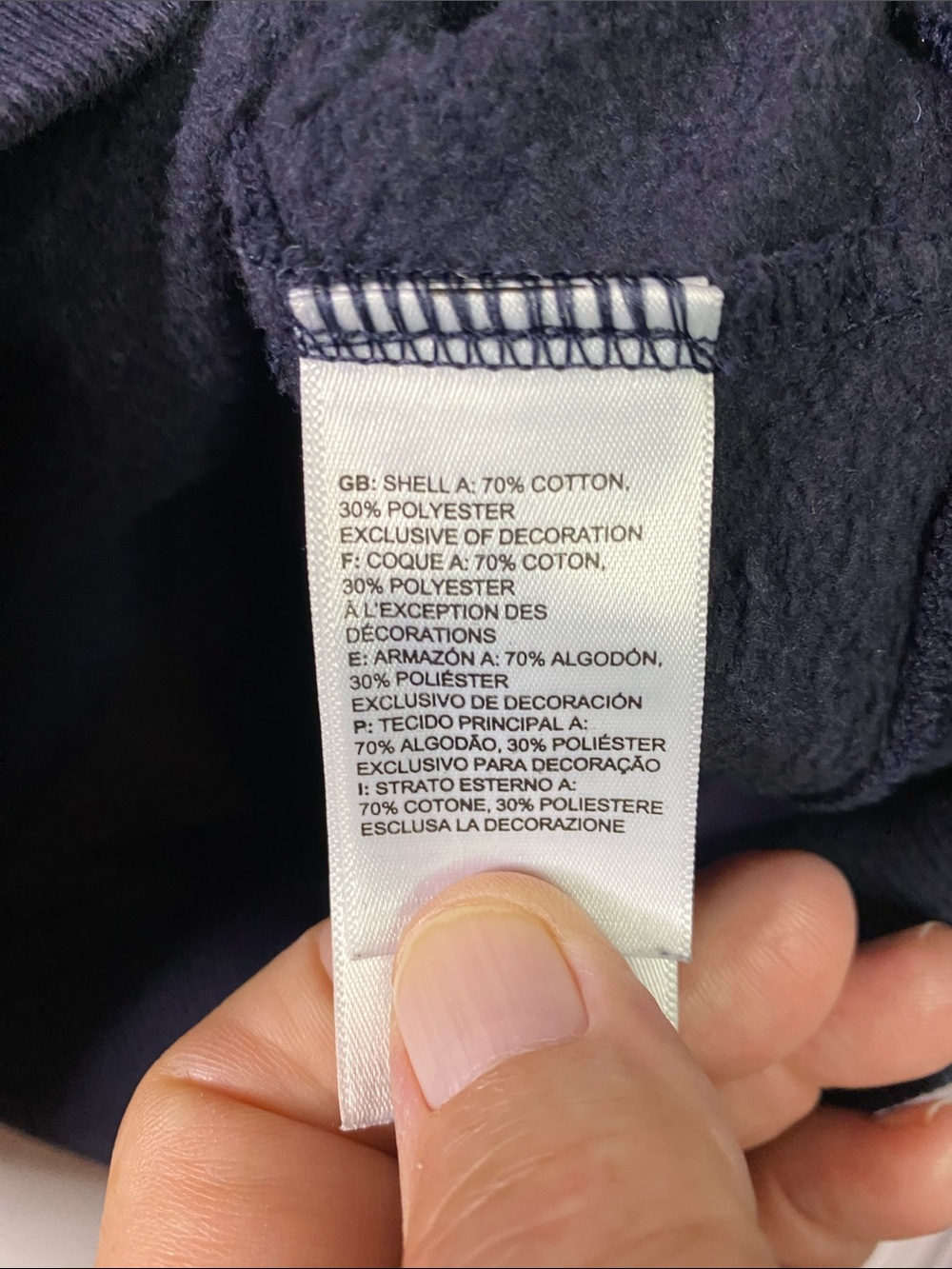 The North Face Navy Blue Pullover Hoodie with Patterned Logo Size Medium. - Picture 4 of 7